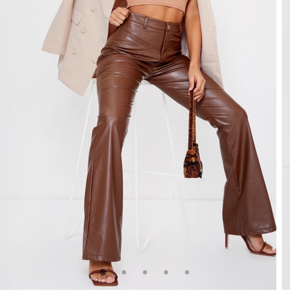 Nordstrom Brown Leather Flare Pants